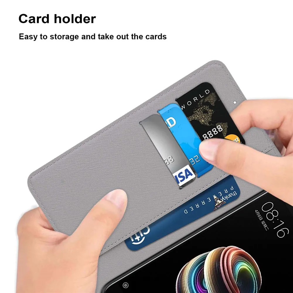 Anymob Samsung Blue Wolf Cute Animal Painted Leather Phone Case Flip Wallet Phone Bag Cover