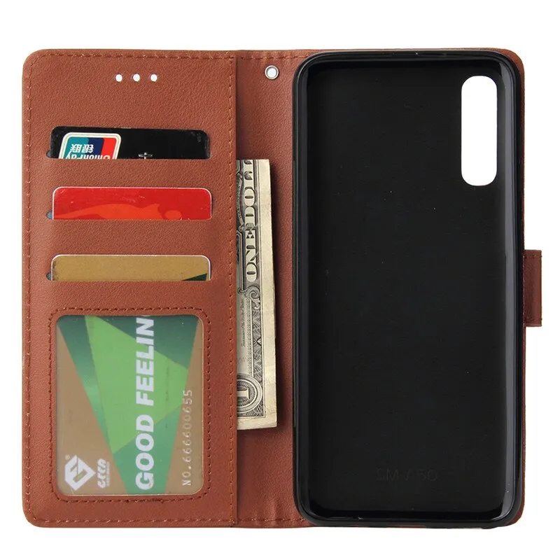 Anymob Samsung Brown Leather Case Flip Wallet Phone Cover