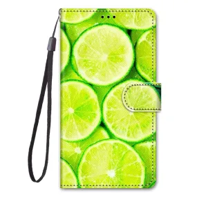 Anymob Samsung Case Mint Green Lemon Luxury Painted Flip Cute Playful Cat Wallet Phone Cover