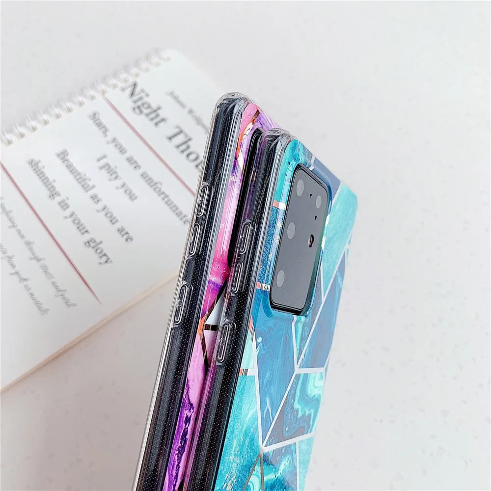 Anymob Samsung Gray And Pink Geometry Marble Case Silicon Phone Cover