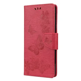 Anymob Samsung Hot Pink Flip Phone Case Big Butterfly Leather Wallet Book Style Cover Shell