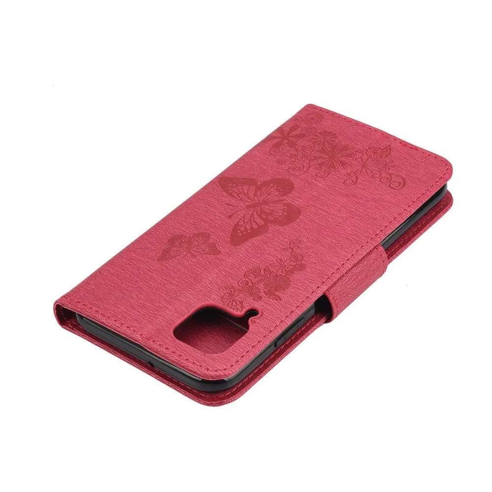 Anymob Samsung Hot Pink Flip Phone Case Big Butterfly Leather Wallet Book Style Cover Shell