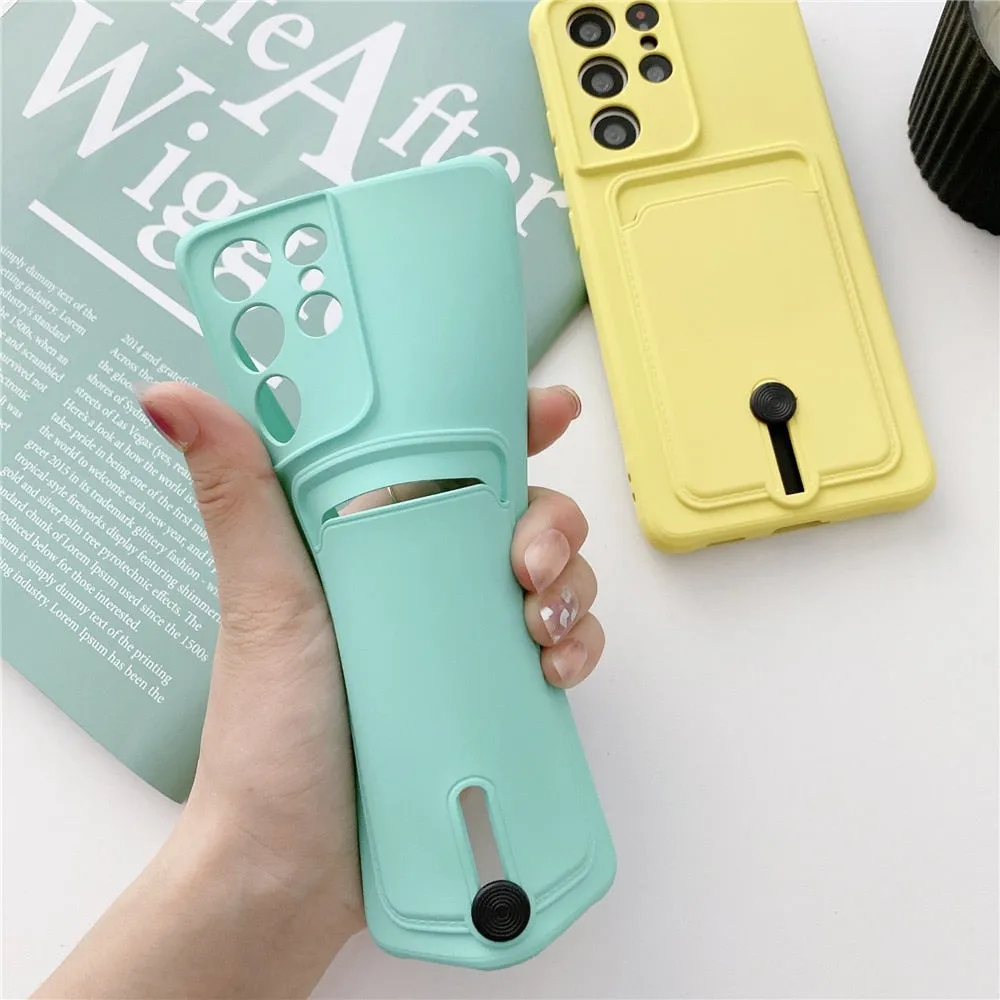 Anymob Samsung Lavender Phone Case Soft Silicone Card Slots Cover