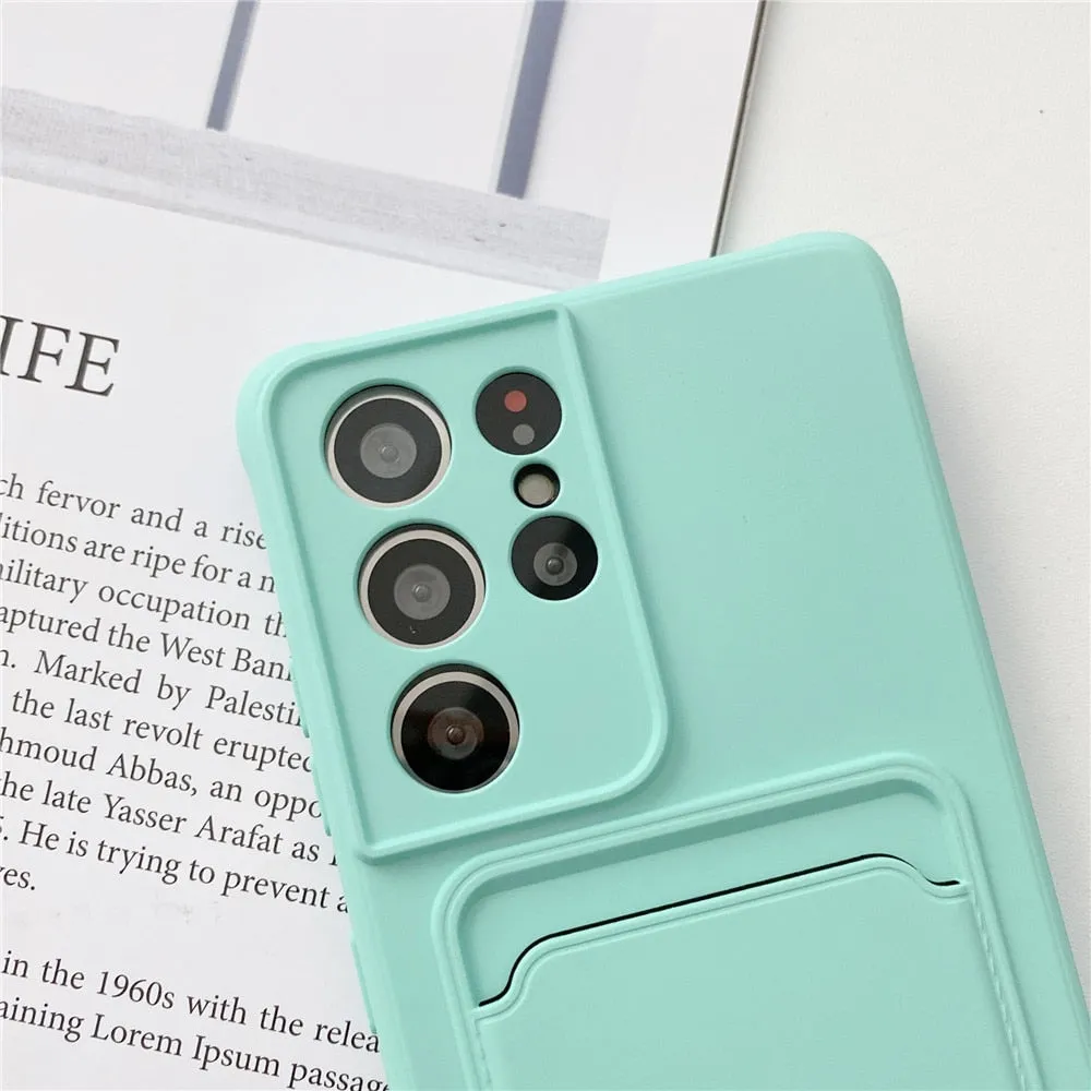 Anymob Samsung Lavender Phone Case Soft Silicone Card Slots Cover