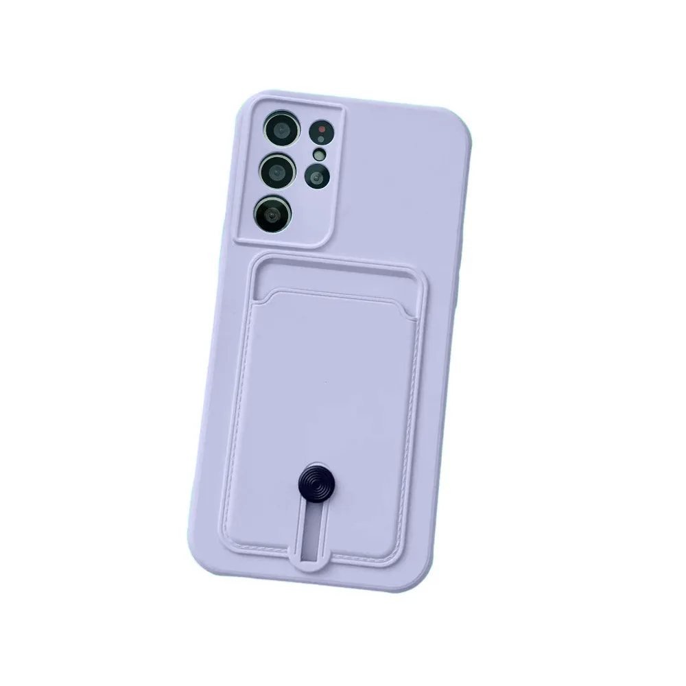 Anymob Samsung Lavender Phone Case Soft Silicone Card Slots Cover