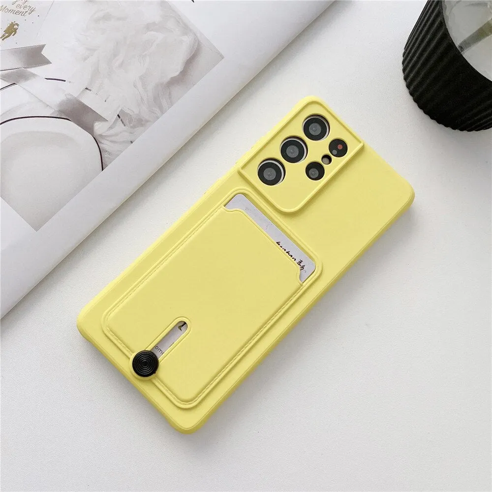 Anymob Samsung Lavender Phone Case Soft Silicone Card Slots Cover