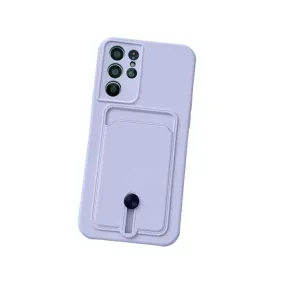 Anymob Samsung Lavender Phone Case Soft Silicone Card Slots Cover