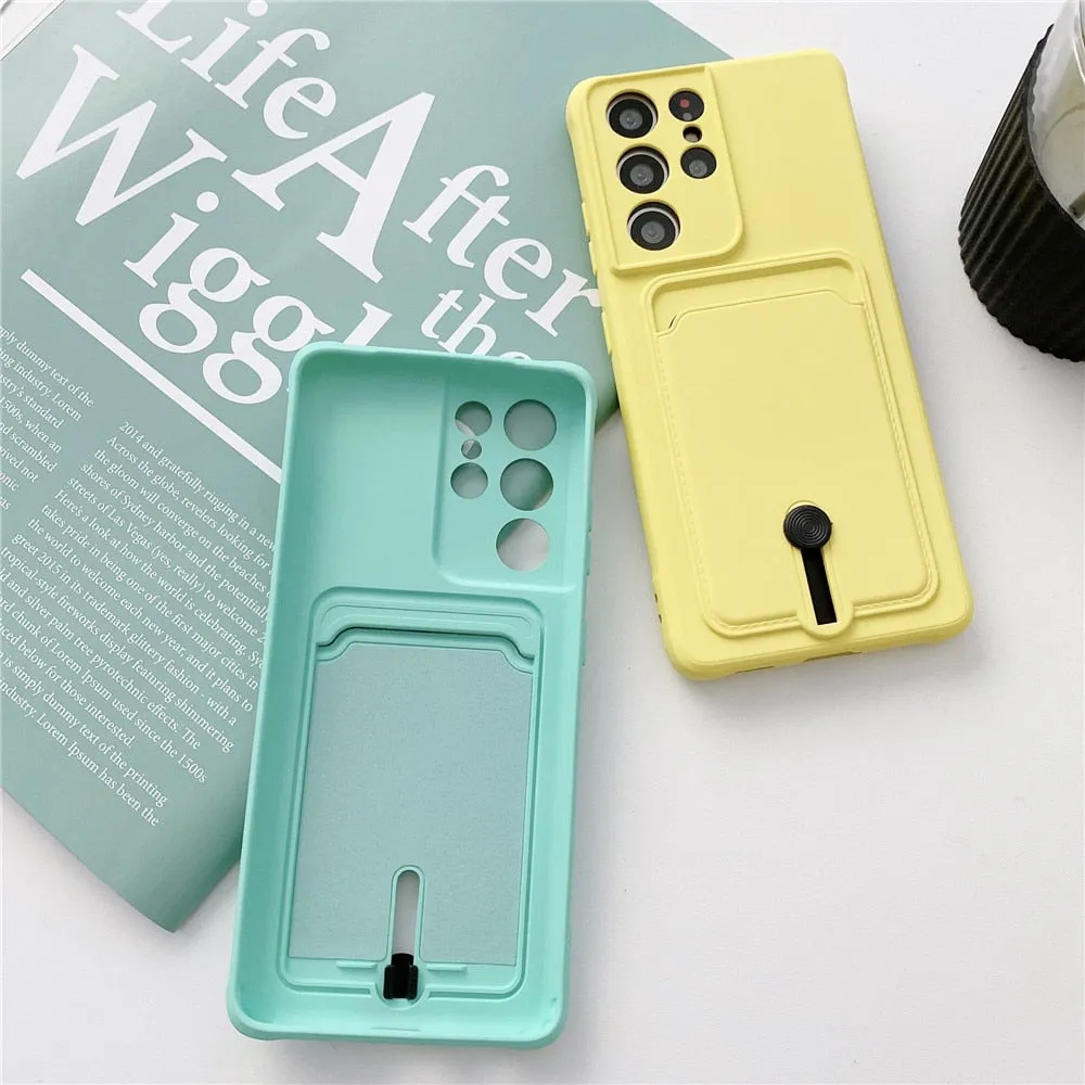 Anymob Samsung Lavender Phone Case Soft Silicone Card Slots Cover