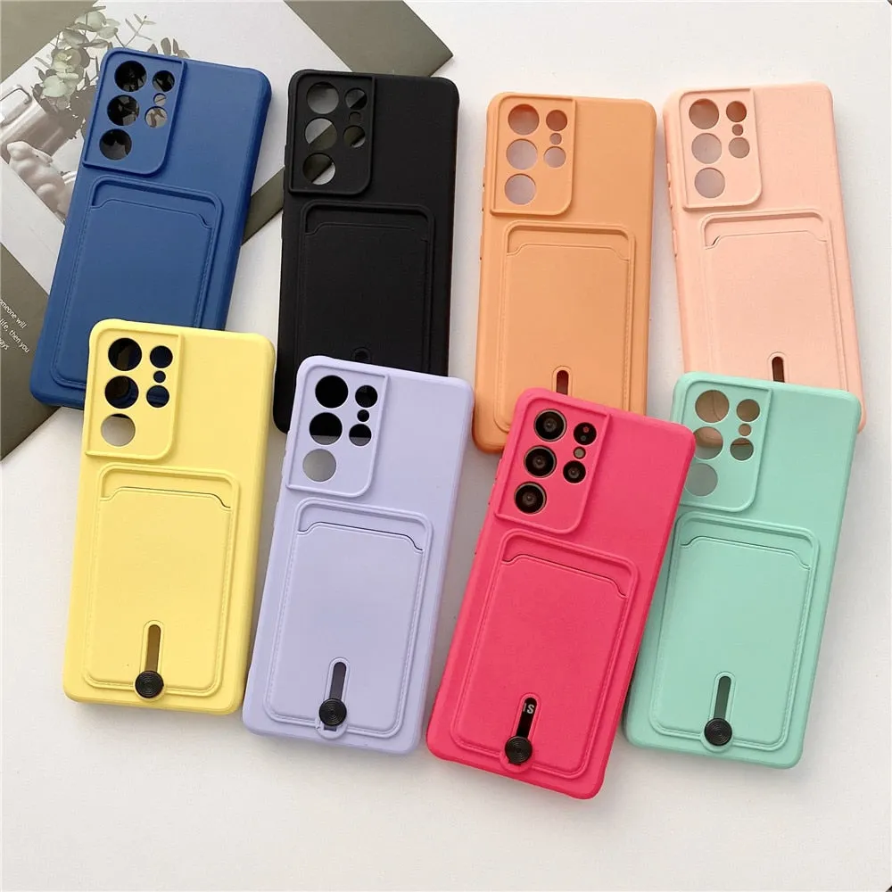 Anymob Samsung Lavender Phone Case Soft Silicone Card Slots Cover
