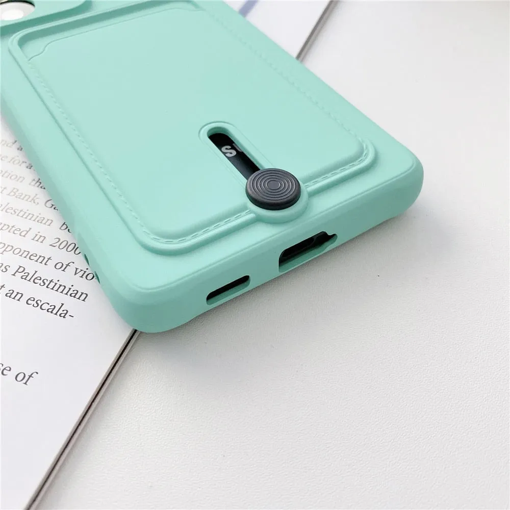 Anymob Samsung Lavender Phone Case Soft Silicone Card Slots Cover
