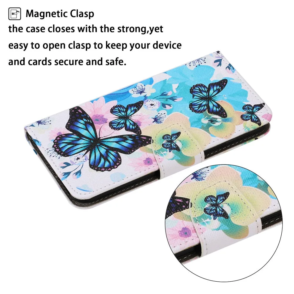 Anymob Samsung Pink And Blue Unicorn Painted Case Flip Wallet Leather Phone Cover