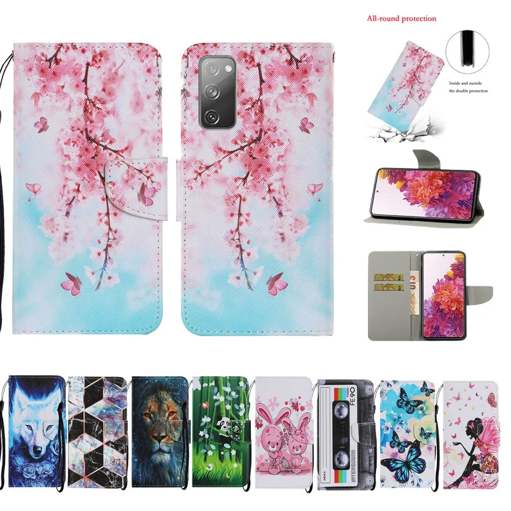 Anymob Samsung Pink And Blue Unicorn Painted Case Flip Wallet Leather Phone Cover