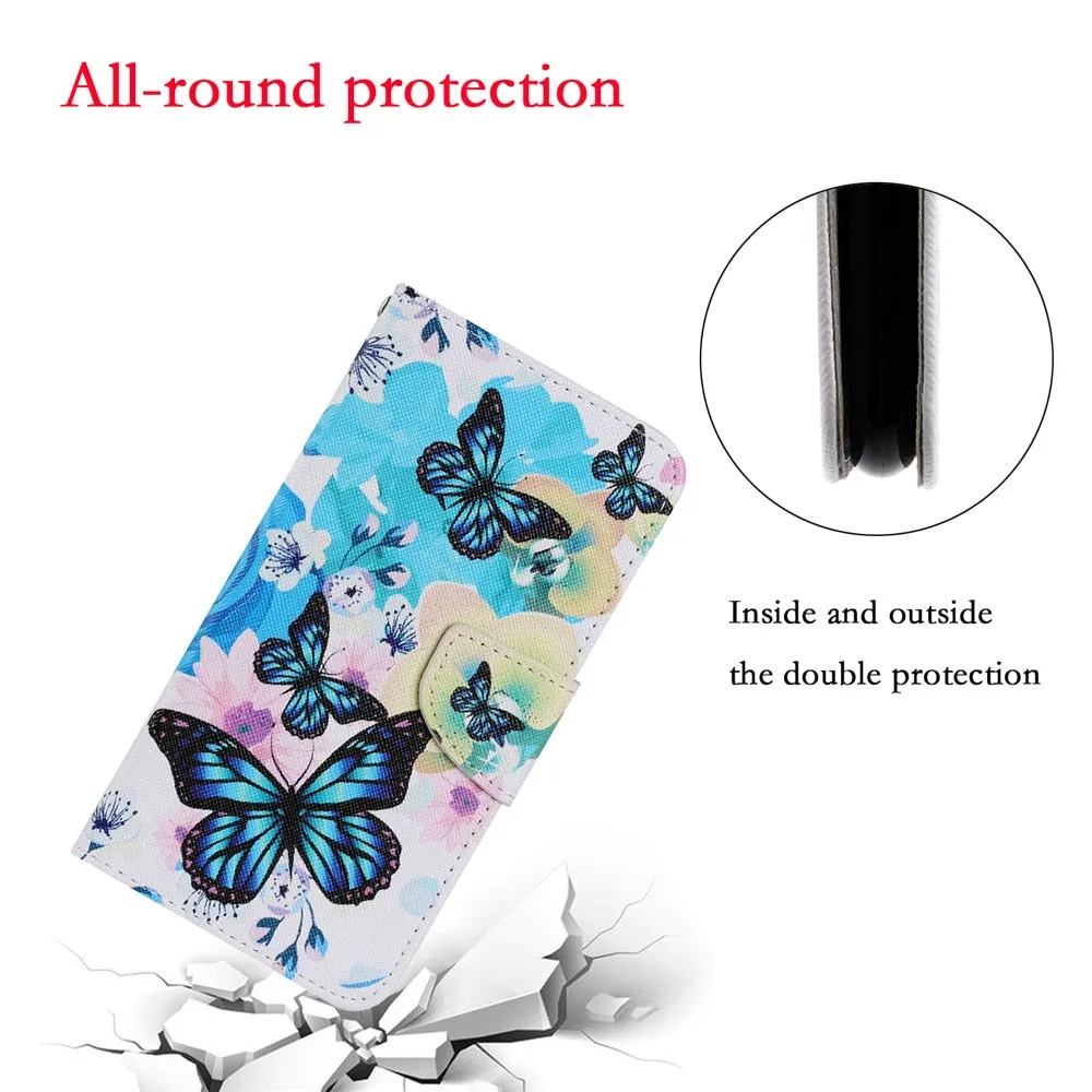 Anymob Samsung Pink And Blue Unicorn Painted Case Flip Wallet Leather Phone Cover