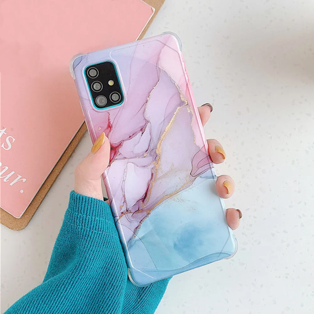 Anymob Samsung Purple And Blue Gradient Marble Phone Case Silicone Shockproof Cover