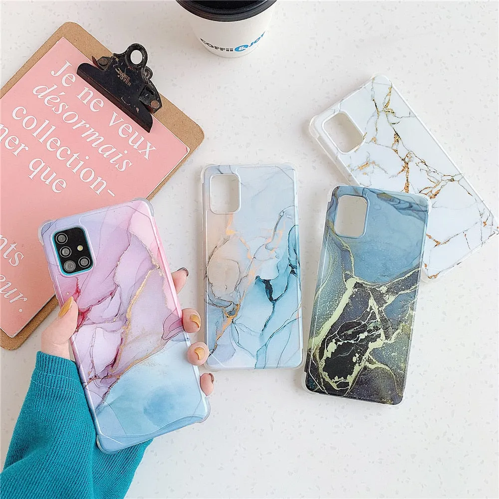 Anymob Samsung Purple And Blue Gradient Marble Phone Case Silicone Shockproof Cover