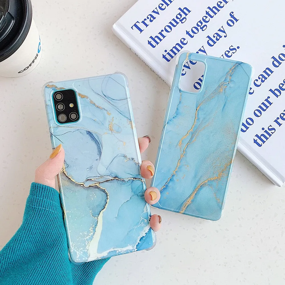 Anymob Samsung Purple And Blue Gradient Marble Phone Case Silicone Shockproof Cover