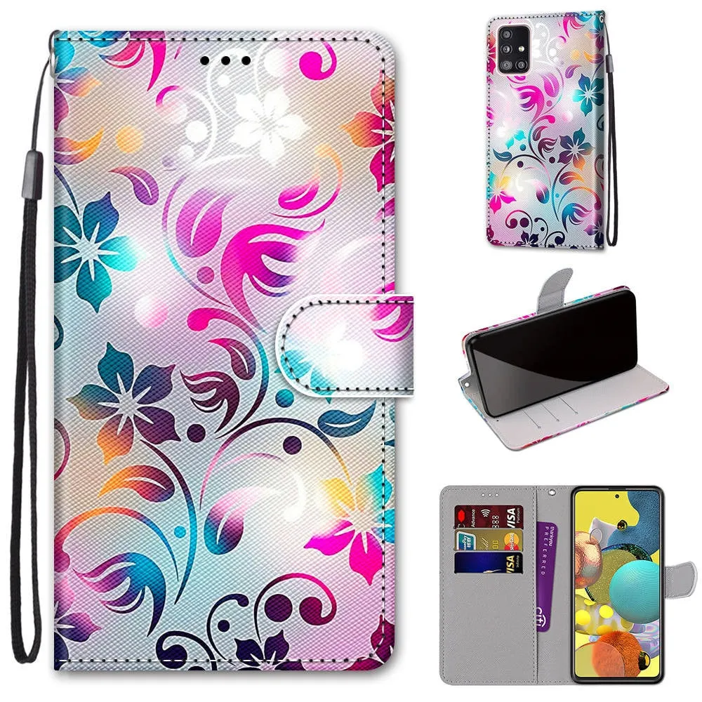 Anymob Samsung Red Rose Fashion Painted Flip Phone Case Leather Wallet Cover