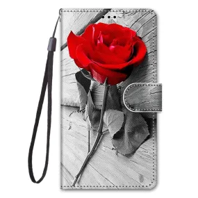 Anymob Samsung Red Rose Fashion Painted Flip Phone Case Leather Wallet Cover