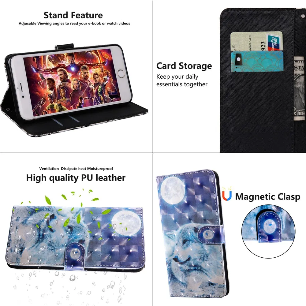 Anymob Xiaomi Redmi Phone Case Flower Leather Flip Wallet Cover