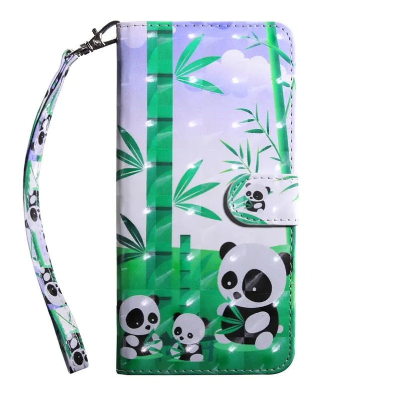 Anymob Xiaomi Redmi Phone Case Panda Leather Flip Wallet Cover