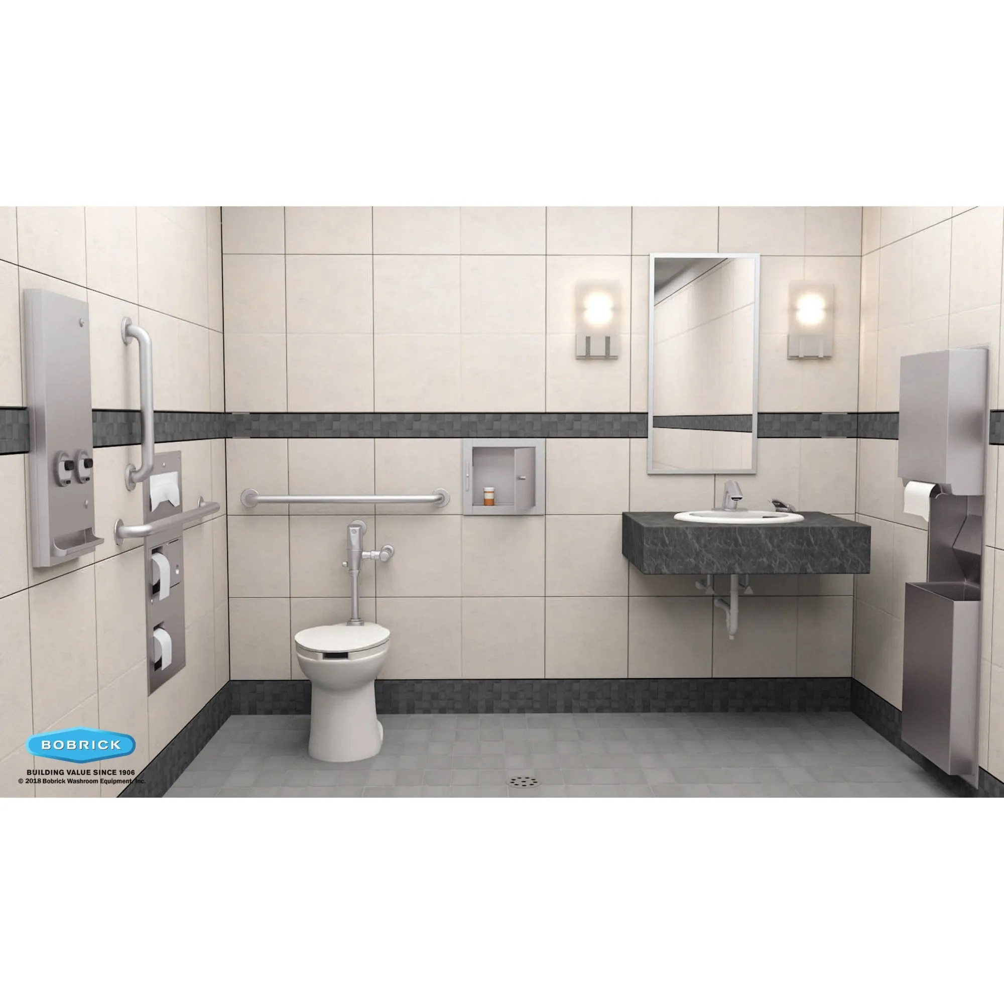 B-6806 Stainless Steel Grab Bar with 38mm Bar Diameter (Various Lengths)