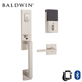 Baldwin Estate Evolved - 85391.BLENT - Minneapolis 3/4 Escutcheon Electronic Handleset - Singl Cyl - Bluetooth - 150 - Satin Nickel - Grade 2 - LH
