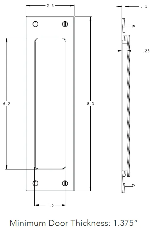 Baldwin - Pocket Door Locks - Santa Monica (Large) - Full Dummy Pocket Door Set
