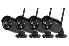 Black wireless cameras with night vision (4-pack)