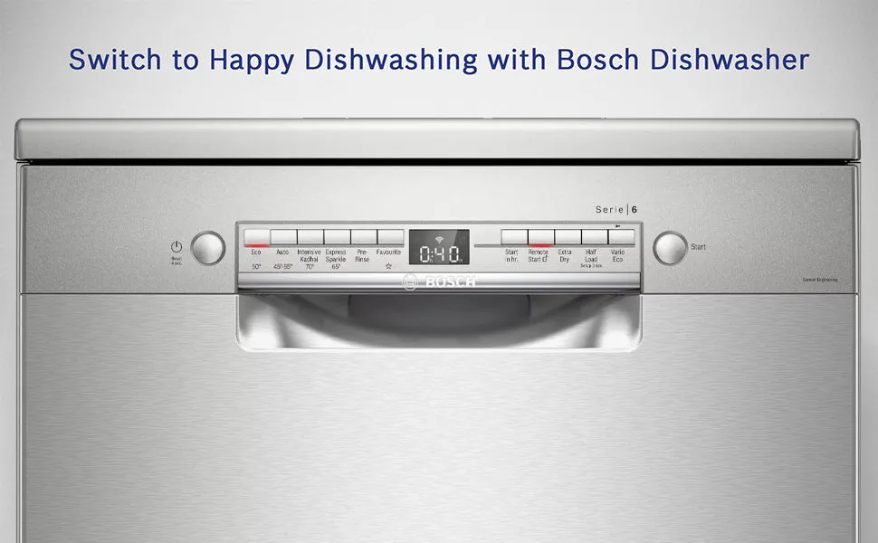 BOSCH SMS6ITI00I Free Standing 13 Place Settings Intensive Kadhai Cleaning WiFi Enabled