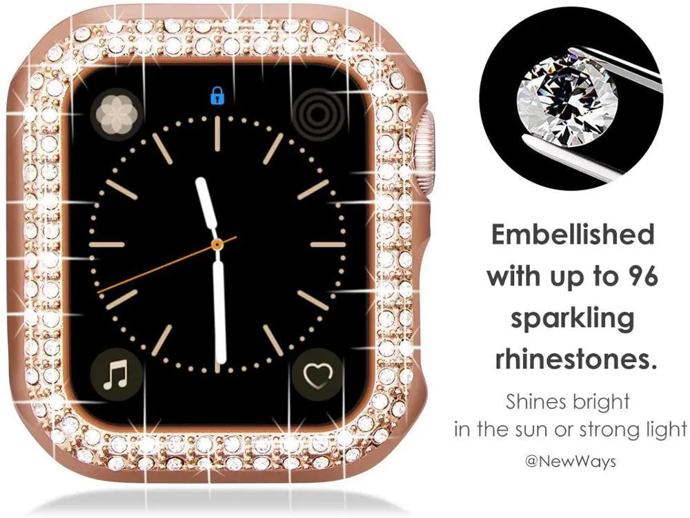 Bumper Case for Apple Watch Cover Series 6 5 4 Cases Plated Hard Bling Crystal Diamonds Glitter Frame Protective iWatch 38mm 42mm