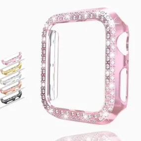 Bumper Case for Apple Watch Cover Series 6 5 4 Cases Plated Hard Bling Crystal Diamonds Glitter Frame Protective iWatch 38mm 42mm