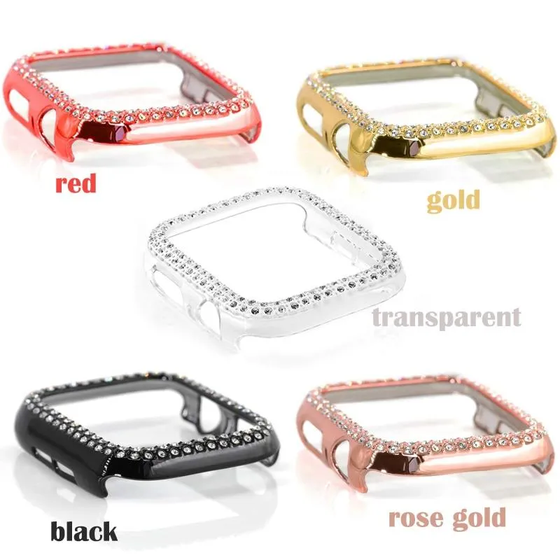 Bumper Case for Apple Watch Cover Series 6 5 4 Cases Plated Hard Bling Crystal Diamonds Glitter Frame Protective iWatch 38mm 42mm