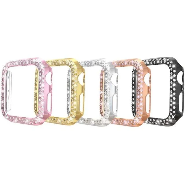 Bumper Case for Apple Watch Cover Series 6 5 4 Cases Plated Hard Bling Crystal Diamonds Glitter Frame Protective iWatch 38mm 42mm
