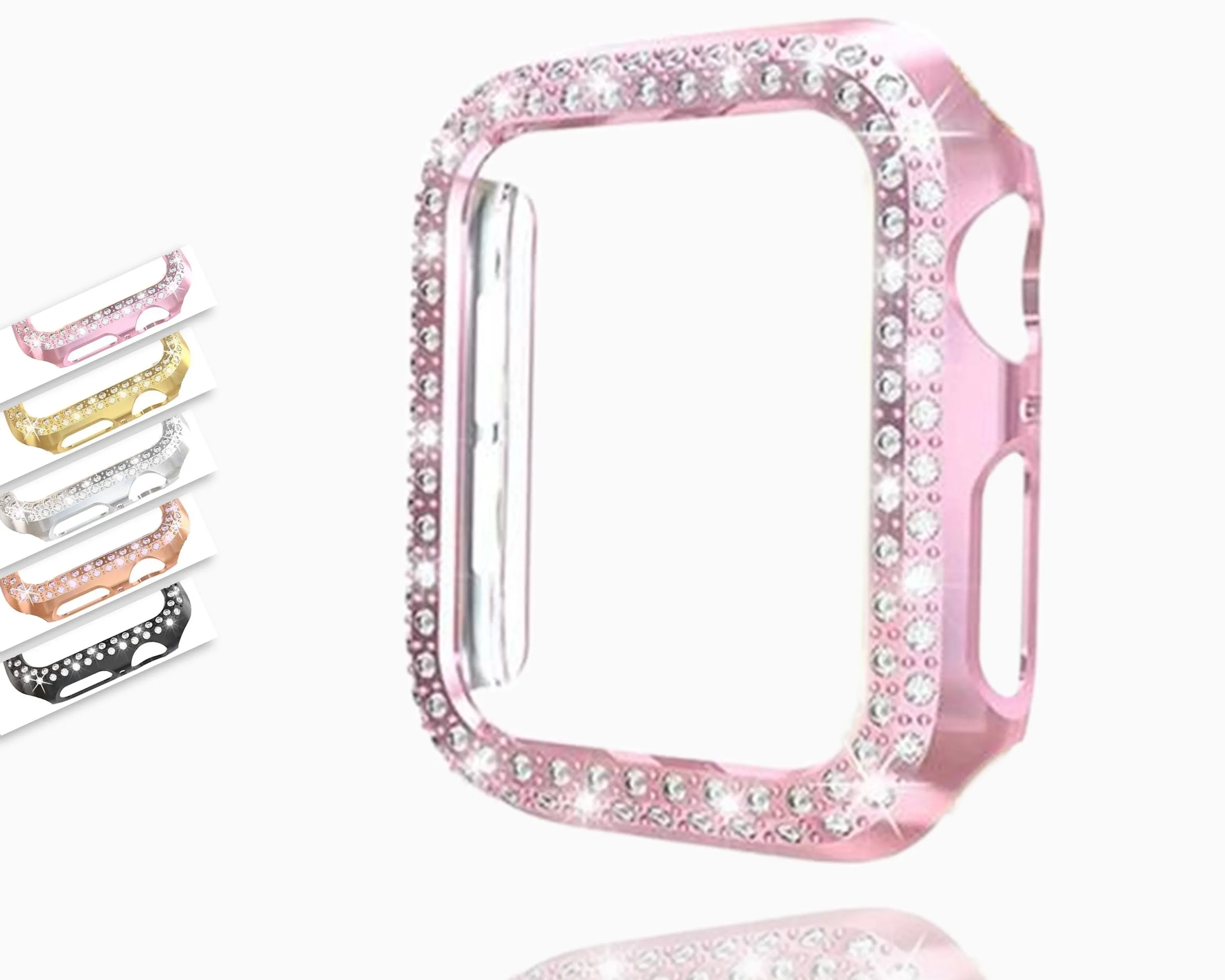 Bumper Case for Apple Watch Cover Series 6 5 4 Cases Plated Hard Bling Crystal Diamonds Glitter Frame Protective iWatch 38mm 42mm