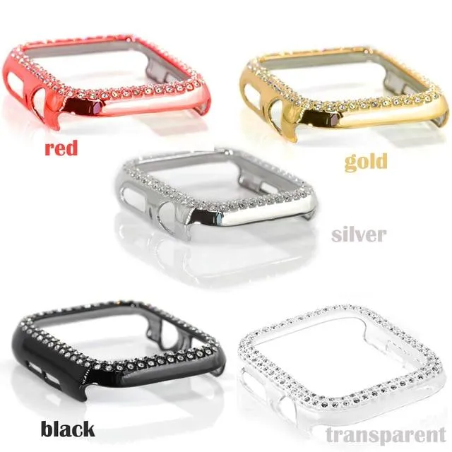 Bumper Case for Apple Watch Cover Series 6 5 4 Cases Plated Hard Bling Crystal Diamonds Glitter Frame Protective iWatch 38mm 42mm