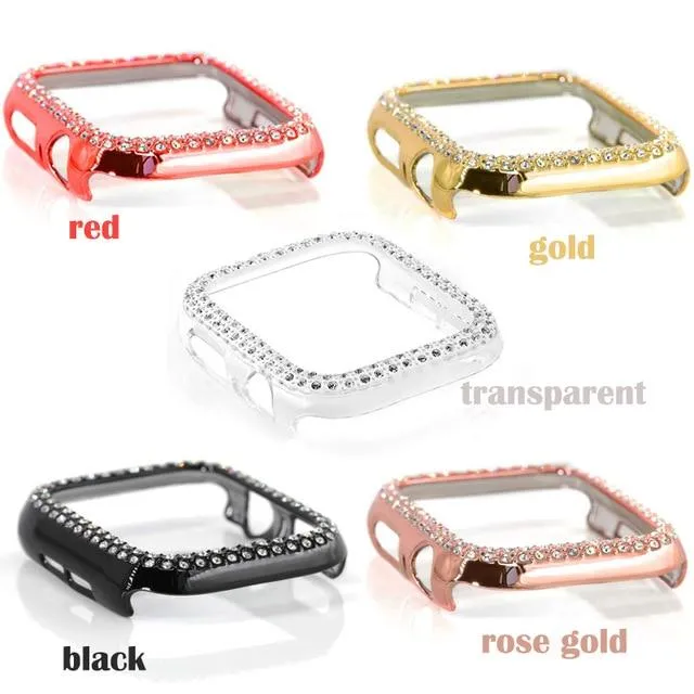 Bumper Case for Apple Watch Cover Series 6 5 4 Cases Plated Hard Bling Crystal Diamonds Glitter Frame Protective iWatch 38mm 42mm