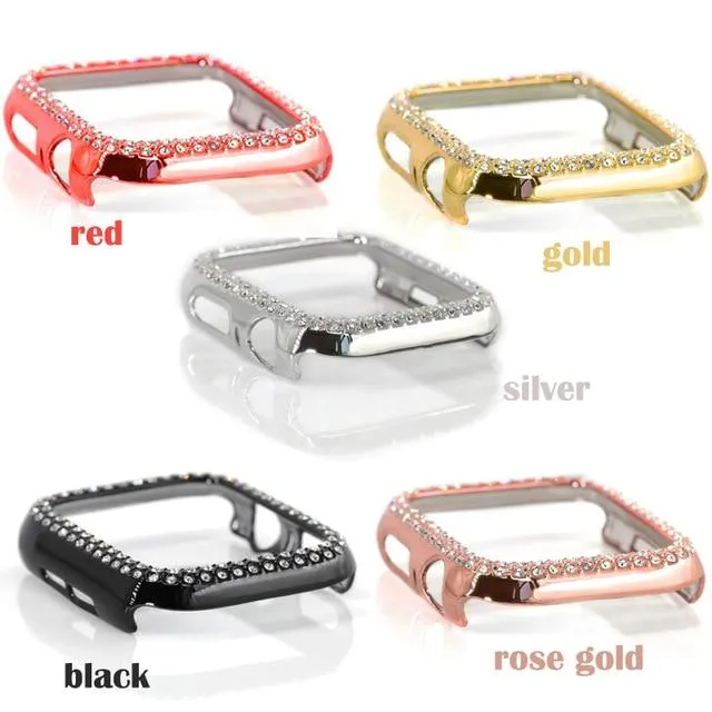 Bumper Case for Apple Watch Cover Series 6 5 4 Cases Plated Hard Bling Crystal Diamonds Glitter Frame Protective iWatch 38mm 42mm