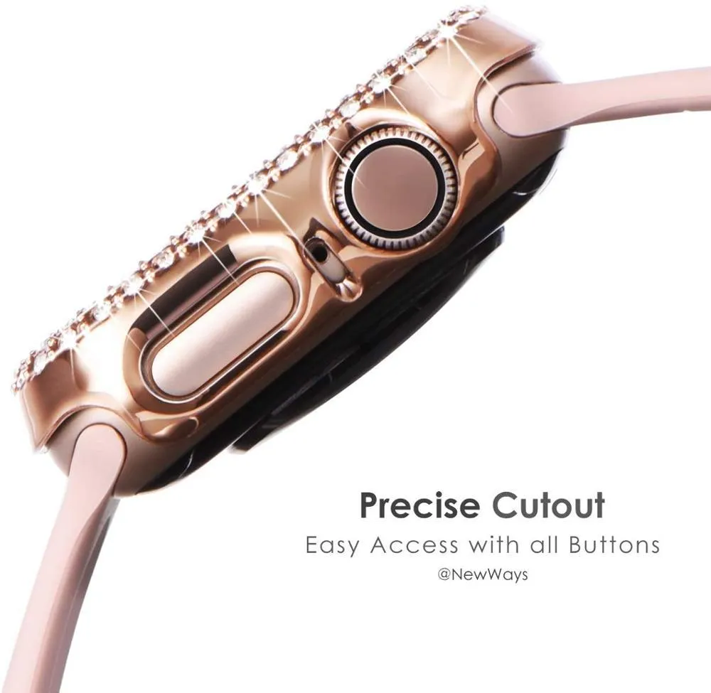 Bumper Case for Apple Watch Cover Series 6 5 4 Cases Plated Hard Bling Crystal Diamonds Glitter Frame Protective iWatch 38mm 42mm