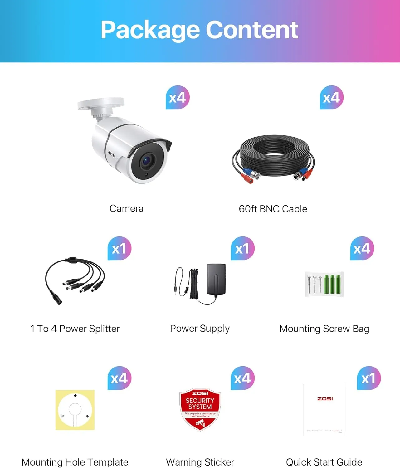 C261 2pack/4pack 1080P Analog Security Cameras with Audio   60ft BNC (ZG2612B)