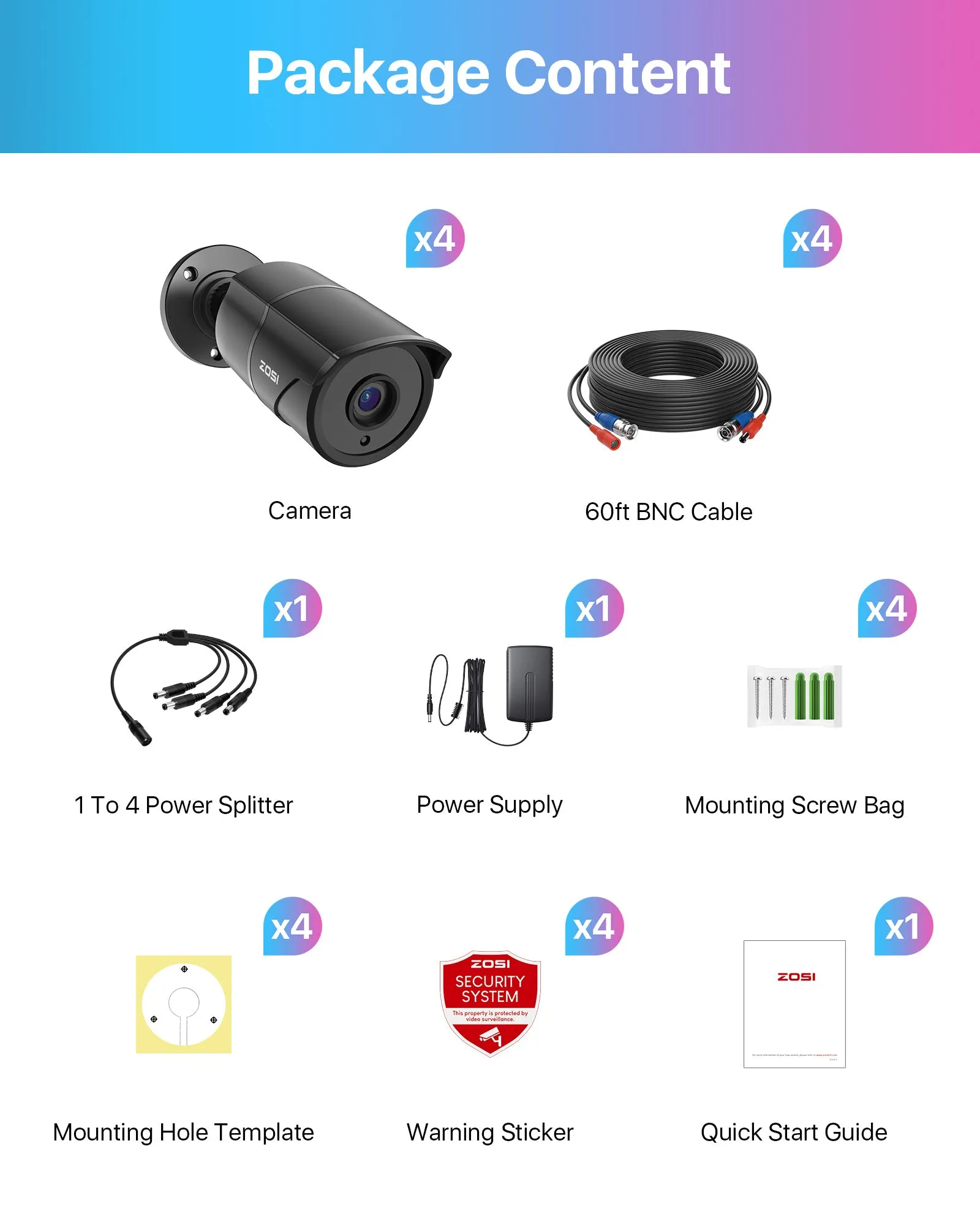 C261 2pack/4pack 1080P Analog Security Cameras with Audio   60ft BNC (ZG2612B)