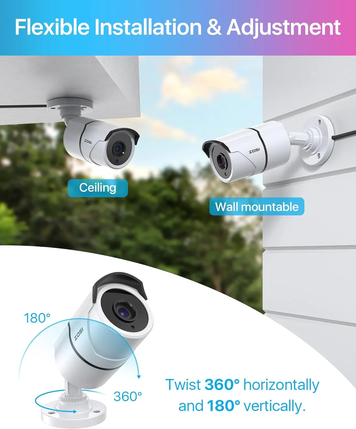 C261 2pack/4pack 1080P Analog Security Cameras with Audio   60ft BNC (ZG2612B)