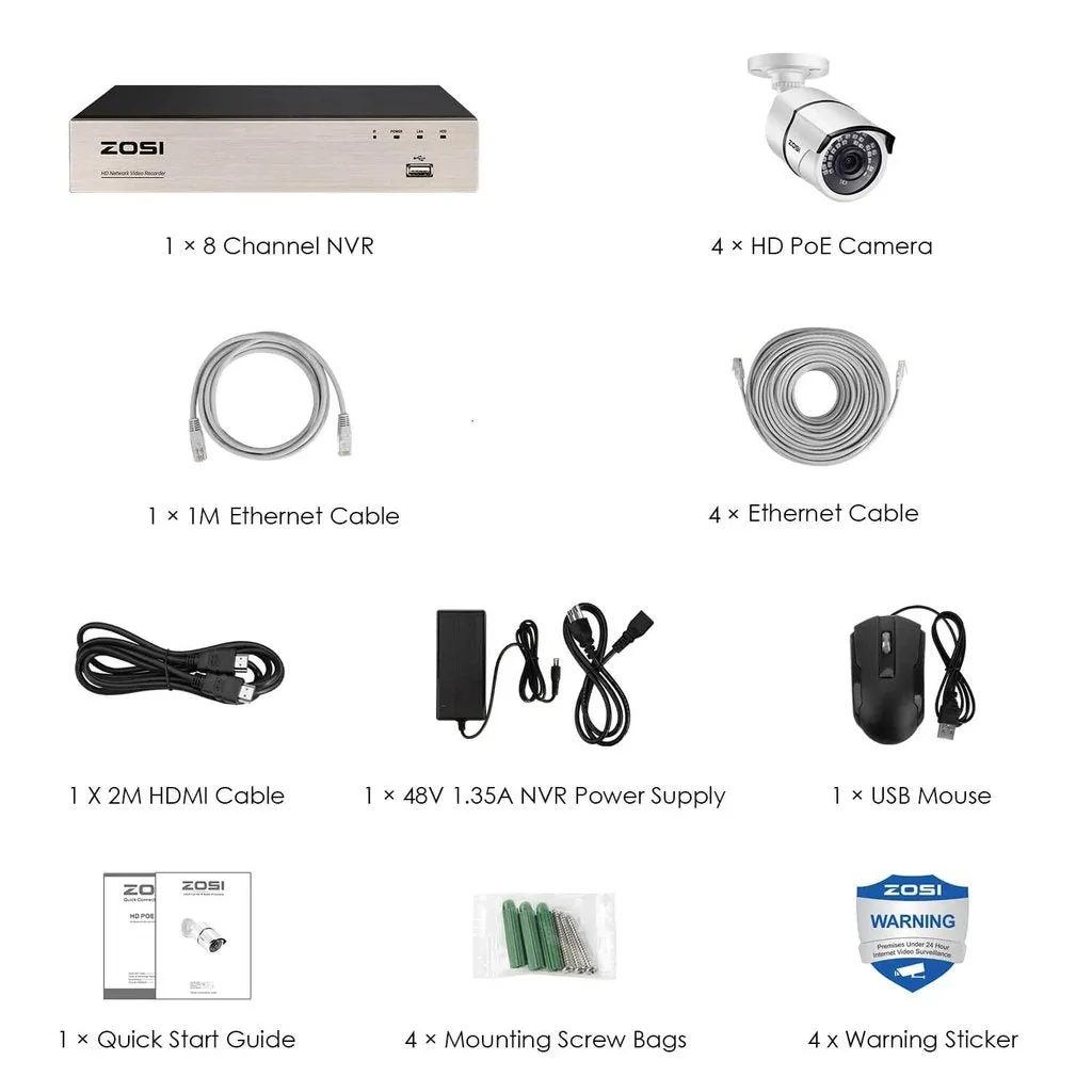 C261 5MP PoE System(Refurbished)   120ft Night Vision   1TB HDD