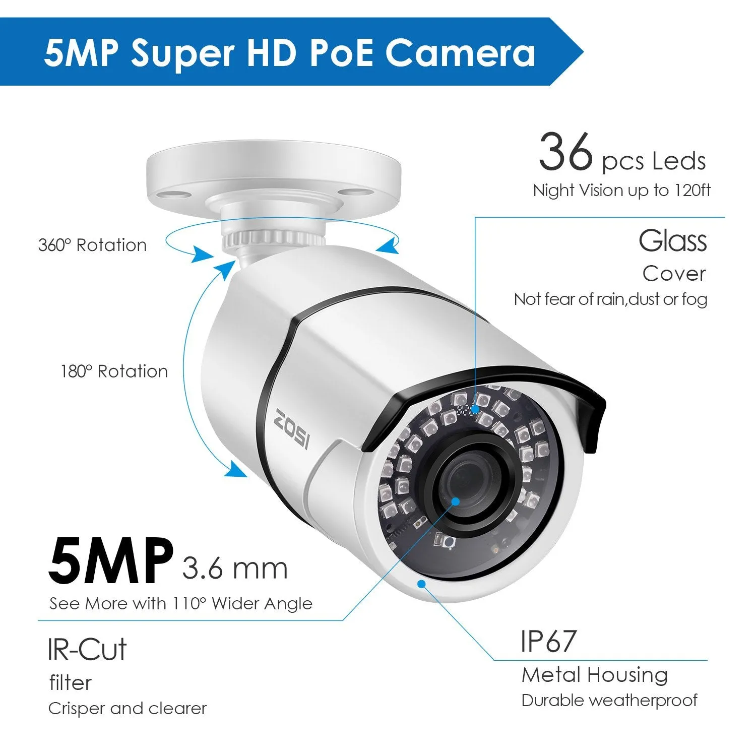C261 5MP PoE System(Refurbished)   120ft Night Vision   1TB HDD