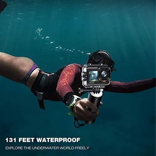 Campark X35 Action Camera 4K 24MP Wi-Fi Underwater Waterproof Camera 40M with Dual Screen, EIS, Sony Sensor, 170° Wide Angle Sports Camera 4X Zoom PC Webcam with 2 Batteries and Mounting Kits