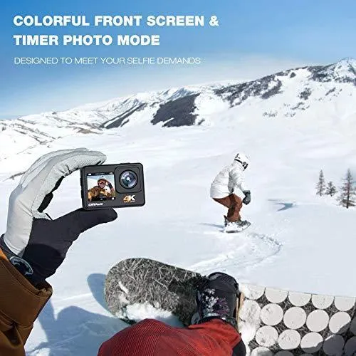 Campark X35 Action Camera 4K 24MP Wi-Fi Underwater Waterproof Camera 40M with Dual Screen, EIS, Sony Sensor, 170° Wide Angle Sports Camera 4X Zoom PC Webcam with 2 Batteries and Mounting Kits