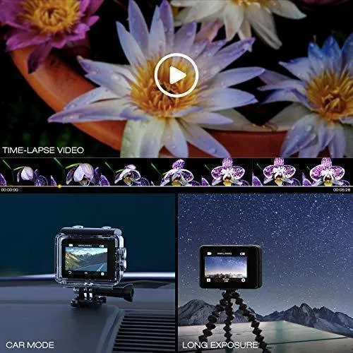 Campark X35 Action Camera 4K 24MP Wi-Fi Underwater Waterproof Camera 40M with Dual Screen, EIS, Sony Sensor, 170° Wide Angle Sports Camera 4X Zoom PC Webcam with 2 Batteries and Mounting Kits