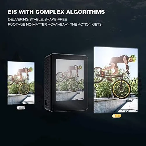 Campark X35 Action Camera 4K 24MP Wi-Fi Underwater Waterproof Camera 40M with Dual Screen, EIS, Sony Sensor, 170° Wide Angle Sports Camera 4X Zoom PC Webcam with 2 Batteries and Mounting Kits
