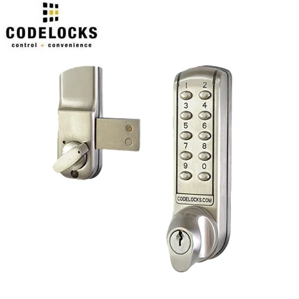 CodeLocks - CL2200 - Electronic Door Lock - Dual Backset Latch 2 3/8" - 2 3/4" - Electronic Surface Deadbolt - Brushed Steel