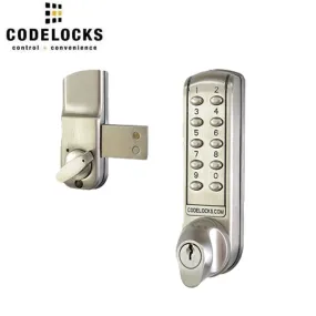 CodeLocks - CL2200 - Electronic Door Lock - Dual Backset Latch 2 3/8" - 2 3/4" - Electronic Surface Deadbolt - Brushed Steel