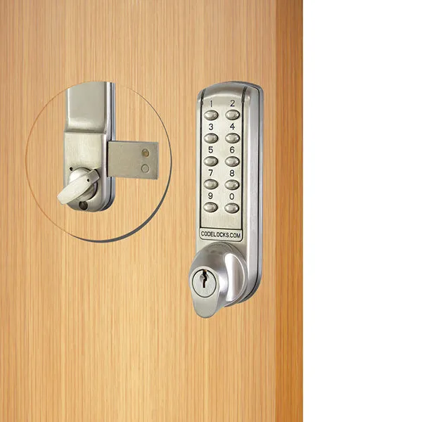 CodeLocks - CL2200 - Electronic Door Lock - Dual Backset Latch 2 3/8" - 2 3/4" - Electronic Surface Deadbolt - Brushed Steel